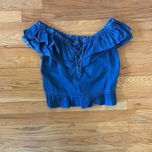 Express off the shoulder denim shirt